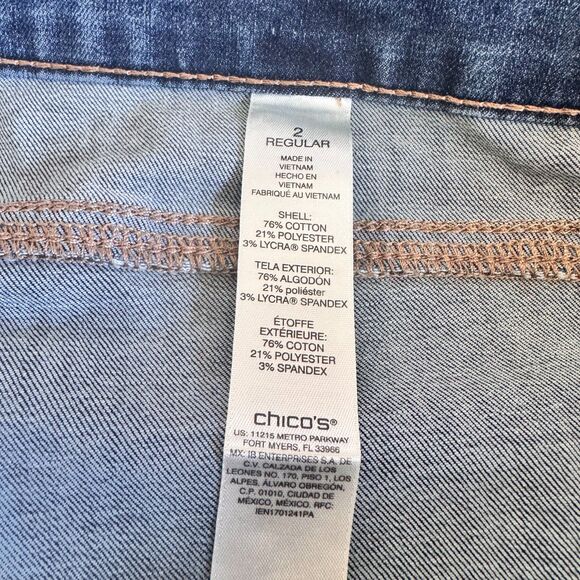 Chico’s Women’s Size 2R (12/14) Blue Denim Jeans Stretch Straight Leg Bootcut - Picture 11 of 11